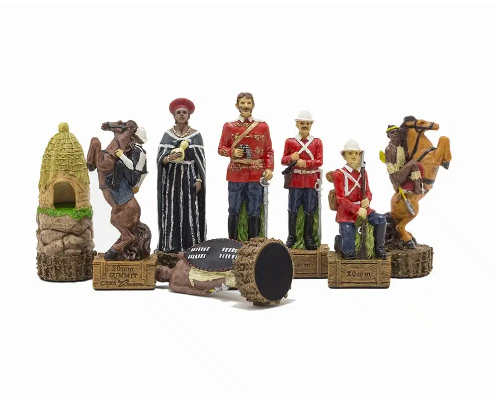 Britisches VS Zulu Schachspiel - Schachbrett aus Holz & handbemaltes Schachspiel aus Harz – Bild 3