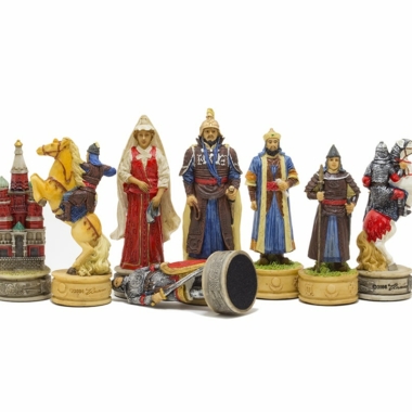 Alternative view of Schachspiel Mongolische Dominanz über Russland aus Harz und Schachbrett aus Kunstleder