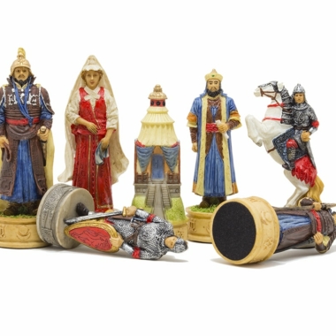 Alternative view of Schachspiel Mongolische Invasion der Kiewer Rus' aus Harz & Schachbrett aus Kunstleder mit Aufbewahrungsfach