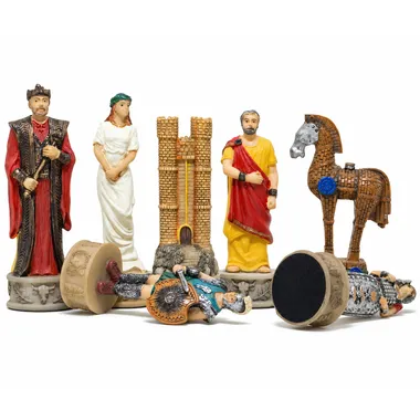 Figuren Schlacht um Troja: König, Dame, Turm, Läufer und Trojanisches Pferd