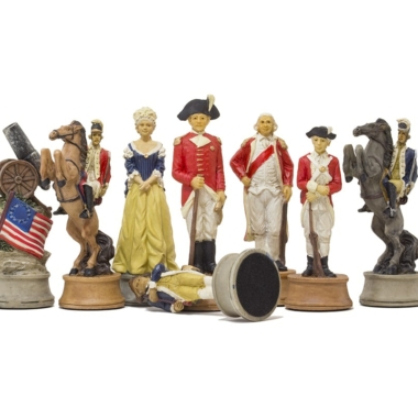 Alternative view of Schachspiel Amerikanischer Unabhängigkeitskrieg aus Harz & Schachbrett aus Kunstleder mit Aufbewahrungsfach