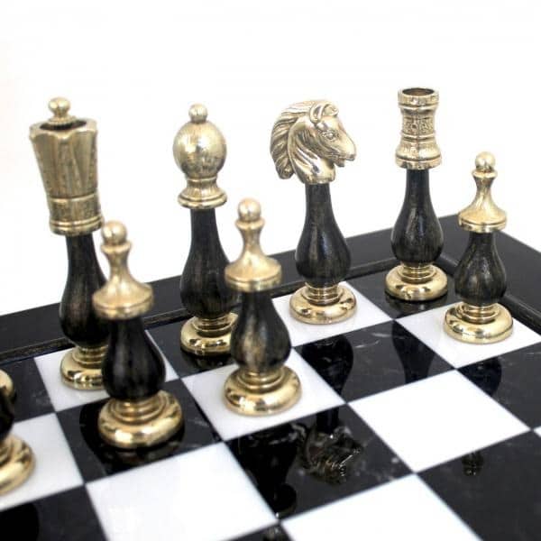 Wandbild - Brettspiel Schach, Stück in Schwarz und Weiß, 97 x 62 cm,  Holzdruck - XXL Format - Kunstdruck, ref.26946