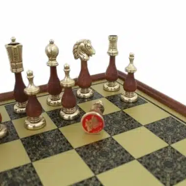Alternative view of Arabesque Chess Set - Schachbrett mit Messing-Effekt und Holzrahmen & Schachspiel aus Metall und Holz