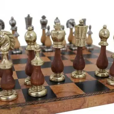 Alternative view of Arabesque Schachspiel aus Holz und Metall mit Kunstleder-Schachbrett