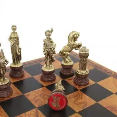 Alternative view of Schachspiel Napoleon aus Holz und Metall und Schachbrett aus Kunstleder Karte der Alten Welt