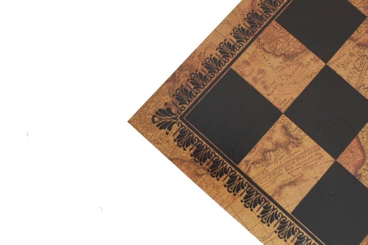 Schachspiel Napoleon aus Holz und Metall und Schachbrett aus Kunstleder Karte der Alten Welt – Bild 7