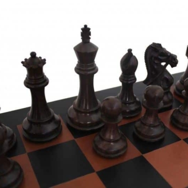 Alternative view of Schachspiel Staunton aus Palisanderholz mit echtem Leder-Schachbrett