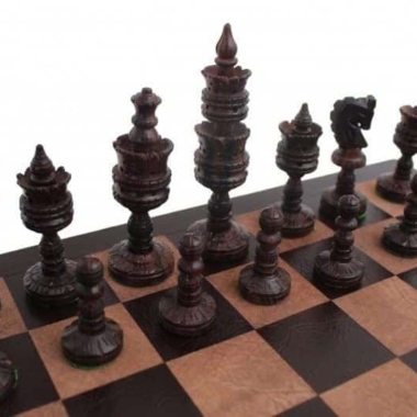 Alternative view of Schachspiel aus Palisanderholz & Echtholz-Schachbrett