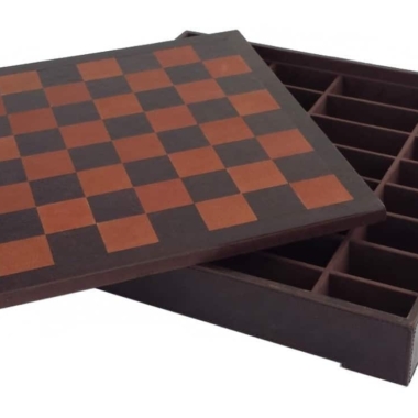 Alternative view of Schachspiel aus Akazienholz und echtes Leder-Schachbrett mit Aufbewahrung