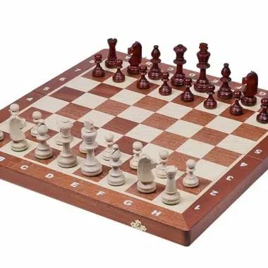 Faltbares Schachbrett und Schachspiel aus Holz Größe 6 mit Aufbewahrung