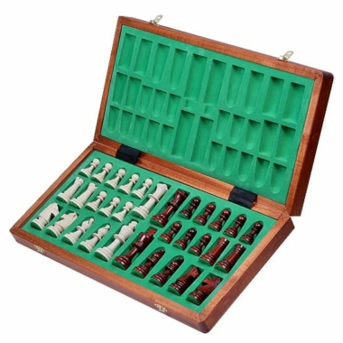 Alternative view of Faltbares Schachbrett und Schachspiel aus Holz Größe 6 mit Aufbewahrung