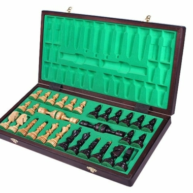 Alternative view of Großes Schachspiel und faltbares Holzspielbrett mit Aufbewahrung