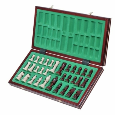 Alternative view of Faltbares Schachbrett und Schachspiel aus Holz mit Aufbewahrung