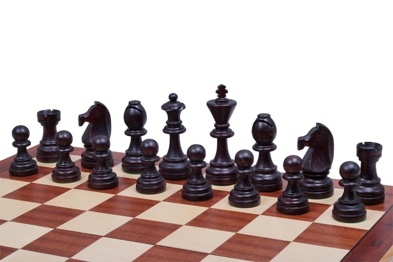 Schachspiel und faltbares Schachbrett aus Holz mit Aufbewahrung – Bild 3