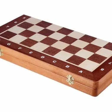Geschlossenes faltbares Holz-Schachbrett, Gesamtansicht der Aufbewahrungsbox