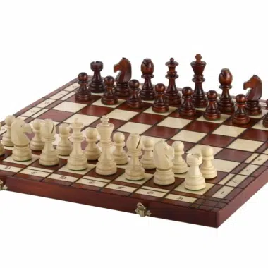 Großes Klapp-Schachspiel aus Holz mit Aufbewahrung