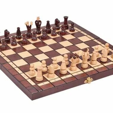 Faltbares Schach- und Dame-Spiel aus Holz