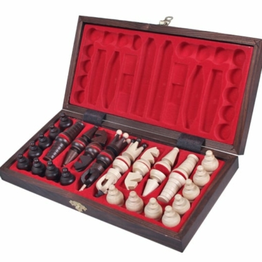 Alternative view of Schachspiel aus Holz mit Ornamenten - Faltbar - 31x31 cm