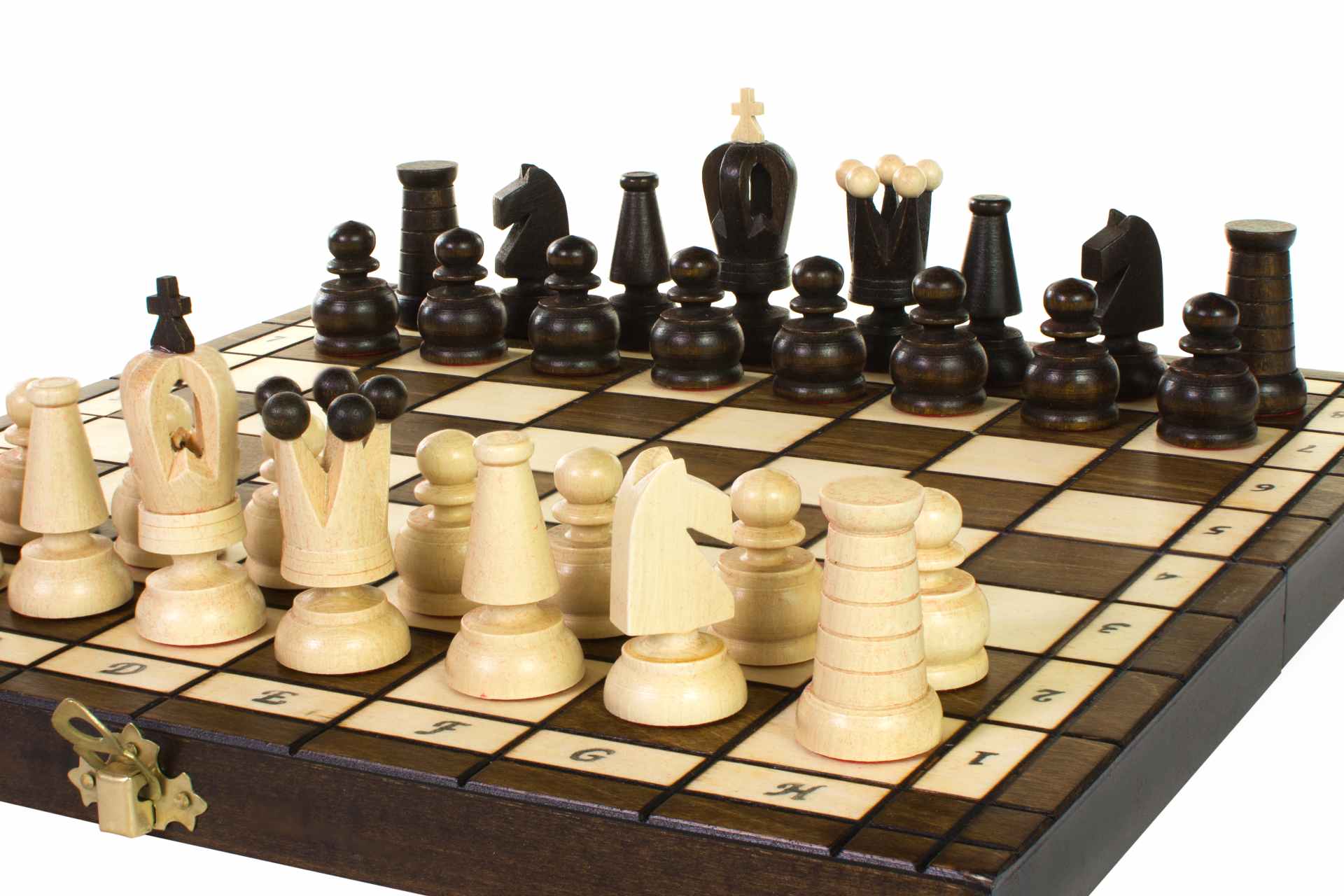 Faltbares Schachspiel aus Holz mit Aufbewahrung – Bild 5