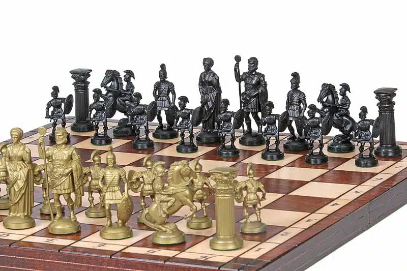 Klappschachbrett aus Holz und Spartiaten Schachfiguren mit Aufbewahrung – Bild 5