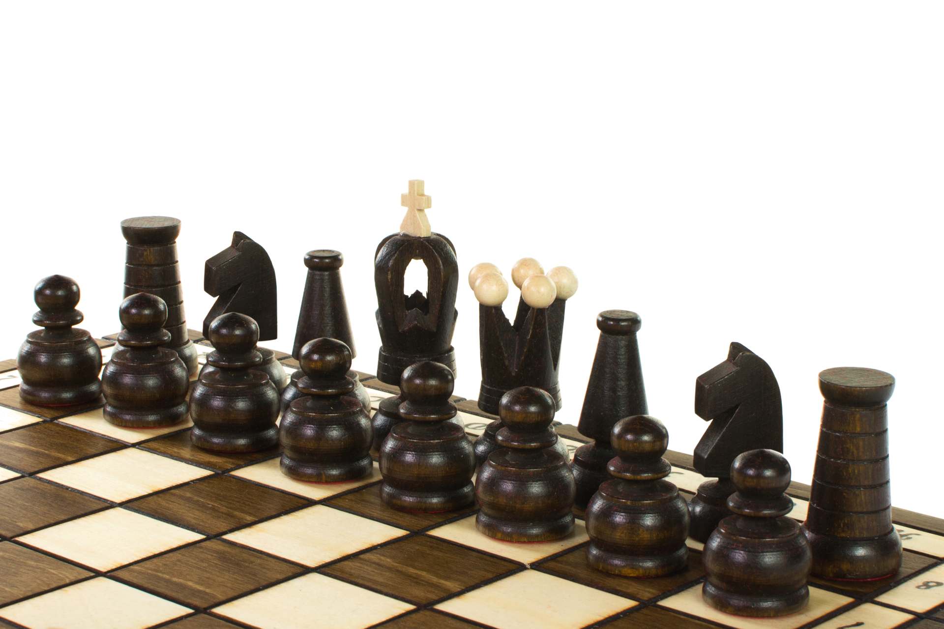 Faltbares Schachspiel aus Holz mit Aufbewahrung – Bild 3