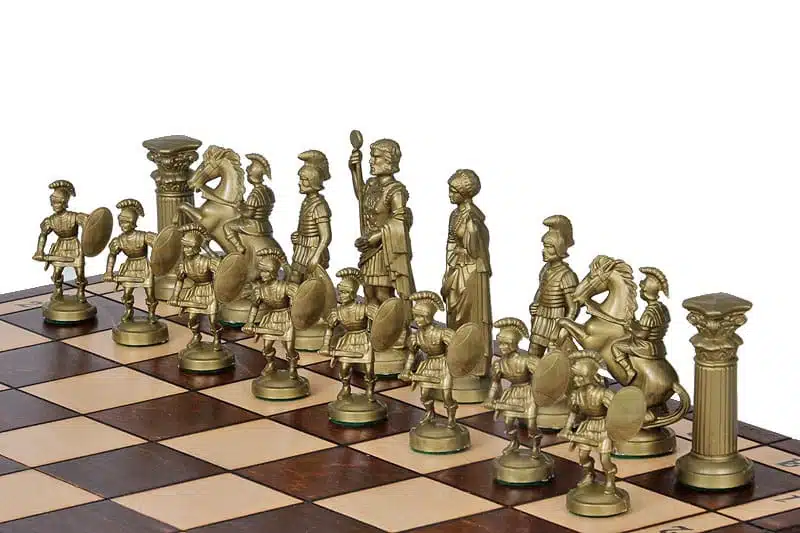 Klappschachbrett aus Holz und Spartiaten Schachfiguren mit Aufbewahrung – Bild 3