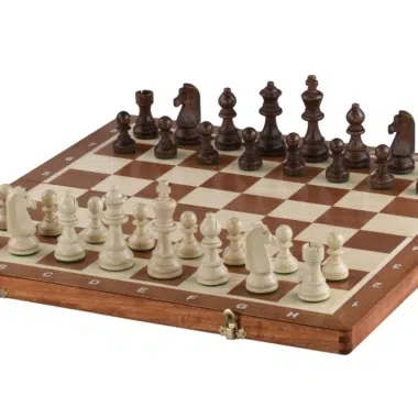Klappbares Schachbrett aus Holz und Staunton Schachfiguren aus Holz mit Aufbewahrung