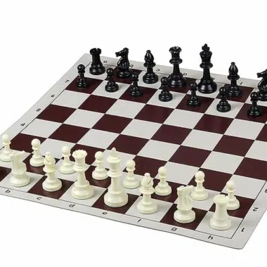 Alternative view of Rollbrett mit Aufbewahrung, Kunststoff-Schachfiguren und Uhr