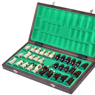 Alternative view of Schachspiel aus Holz und faltbares Schachbrett mit alphanumerischen Holzmarkierungen