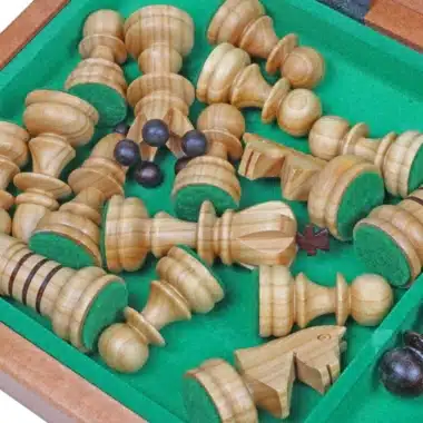 Schachfiguren aus Holz und faltbares Schachbrett aus Holz mit Aufbewahrung – Bild 8