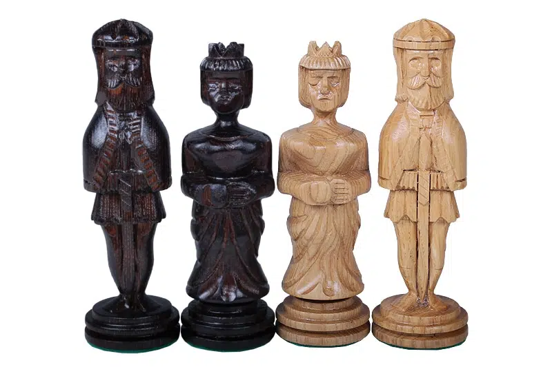Große Schachfiguren und faltbares Schachbrett aus Holz mit Aufbewahrung – Bild 6