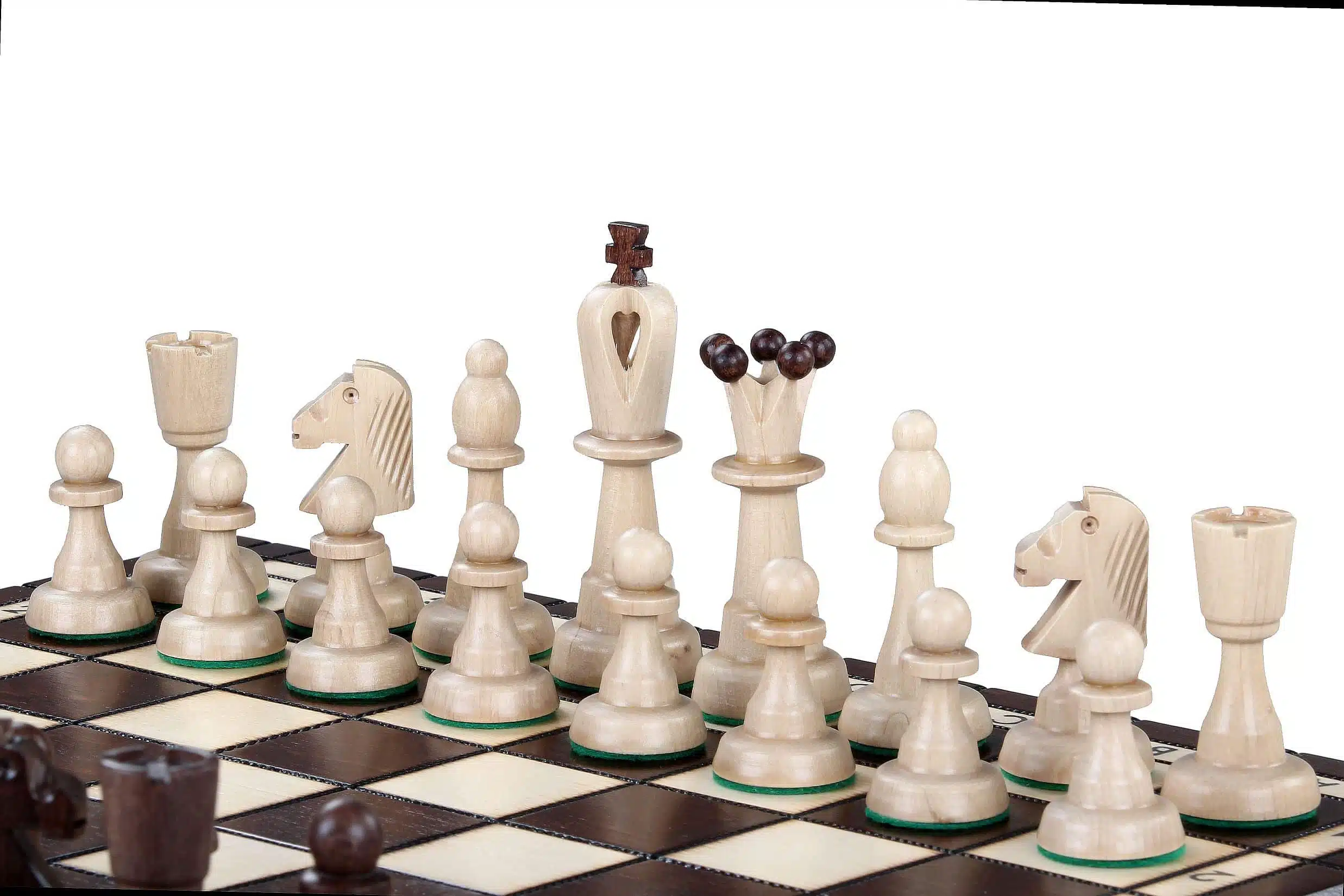 Schachspiel aus Holz und faltbares Schachbrett mit Aufbewahrung – Bild 3