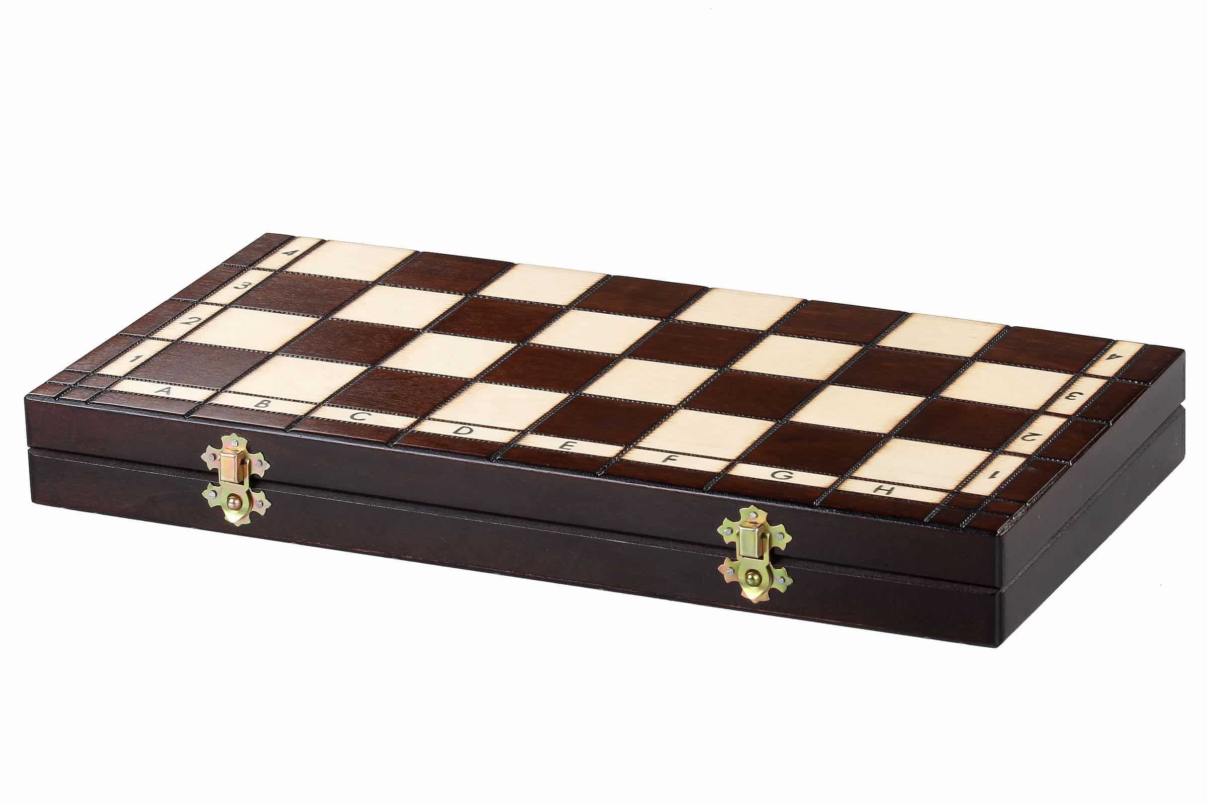 Schachspiel aus Holz und faltbares Schachbrett mit Aufbewahrung – Bild 7