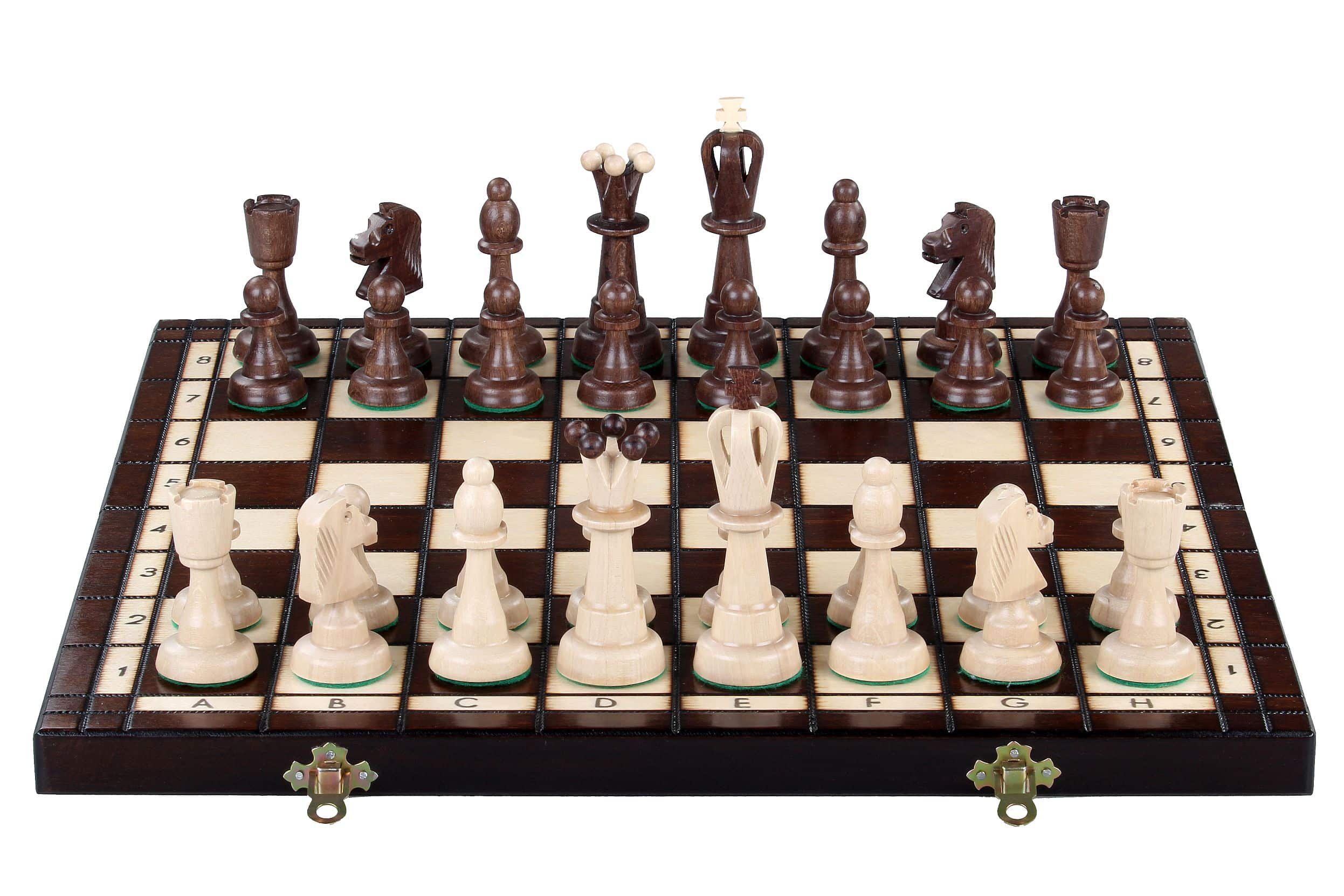 Schachspiel aus Holz und faltbares Schachbrett mit Aufbewahrung – Bild 6