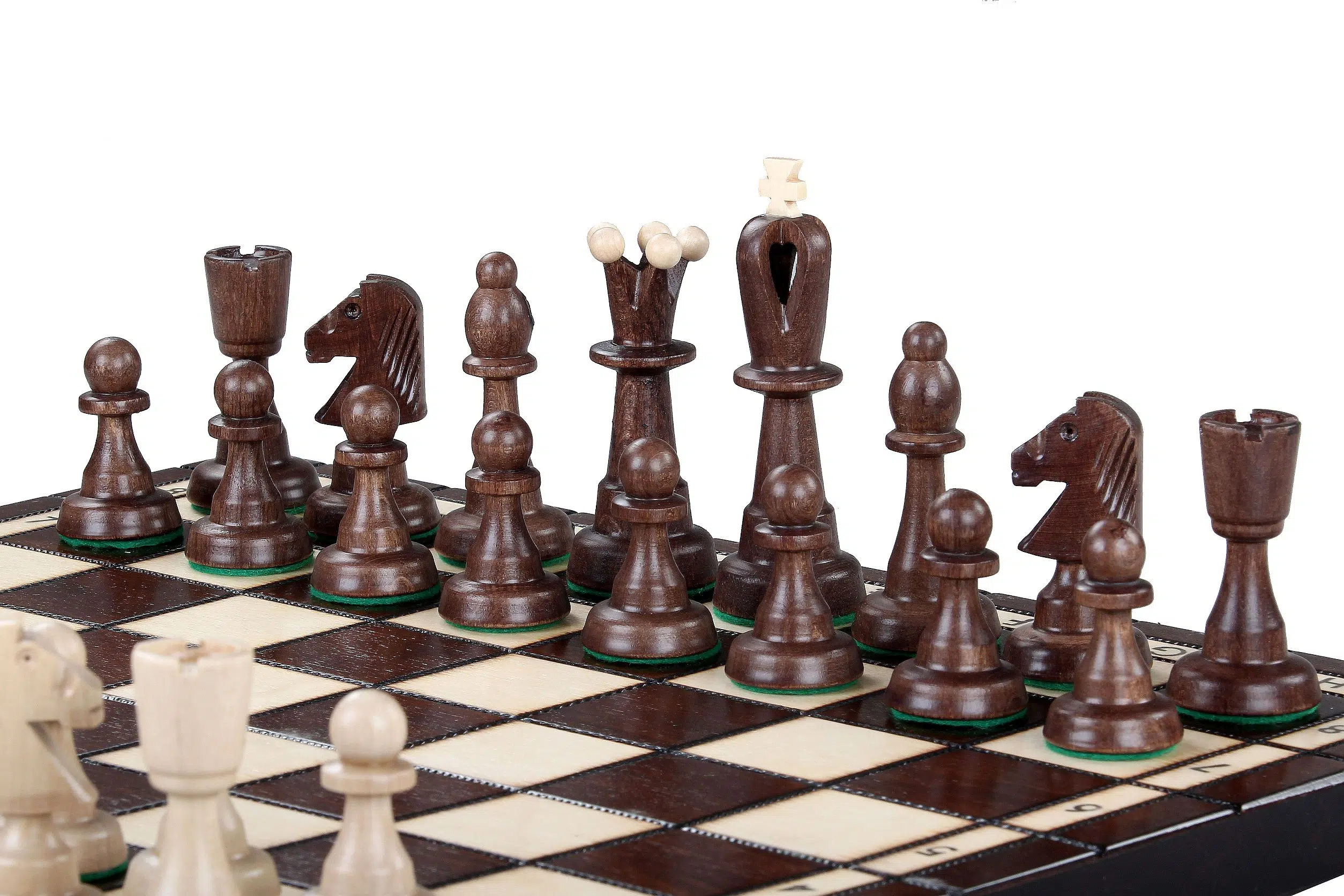 Schachspiel aus Holz und faltbares Schachbrett mit Aufbewahrung – Bild 4