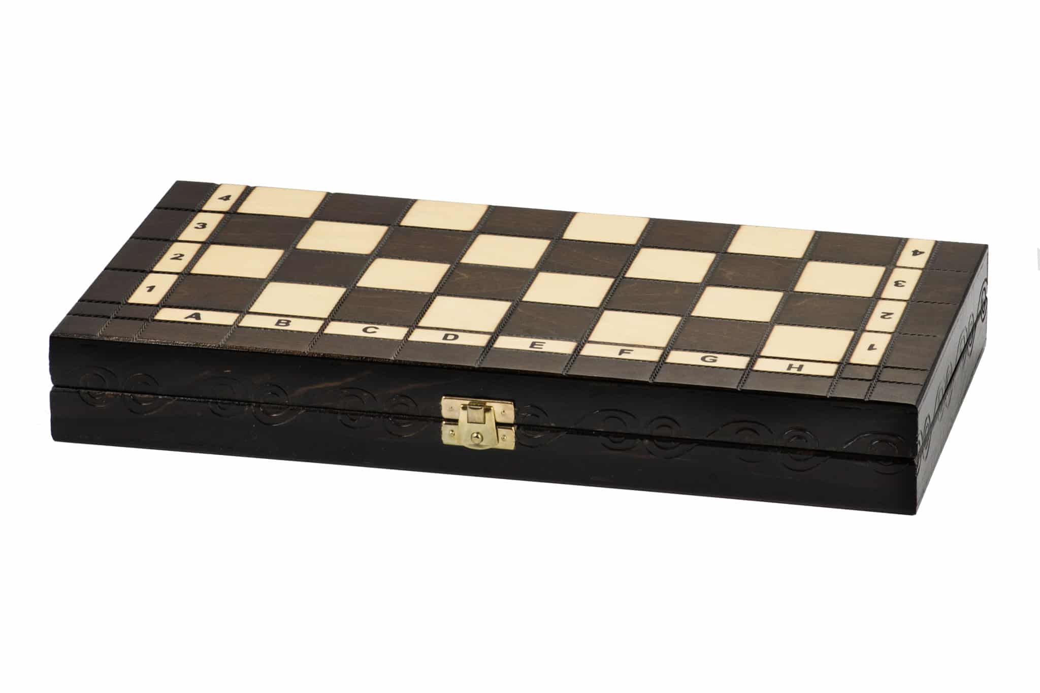 Kleines Klappschachbrett mit Aufbewahrung und Holzschachfiguren – Bild 5