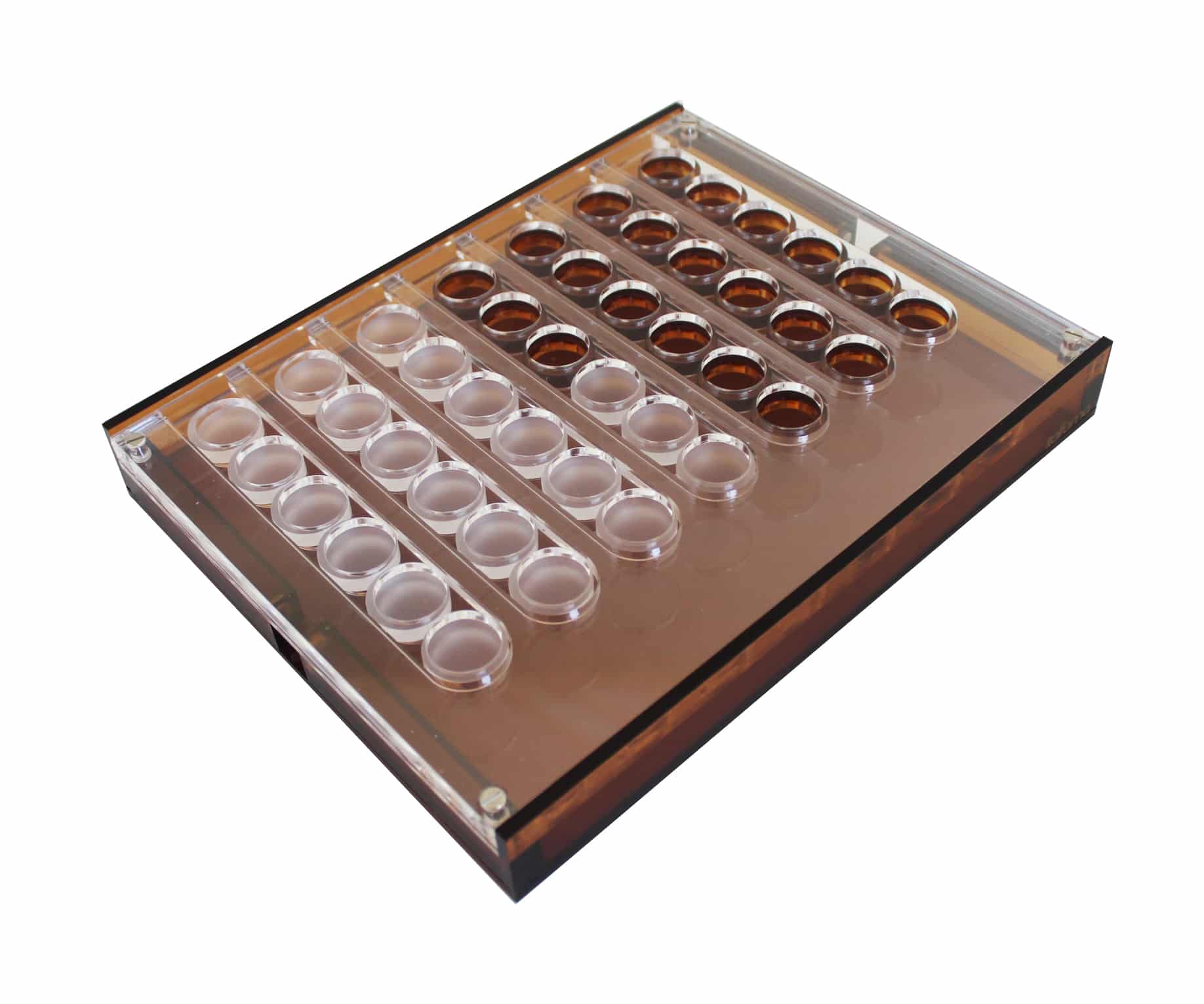 Originales Gesellschaftsspiel Vier Gewinnt aus orangefarbenem Plexiglas – Bild 2