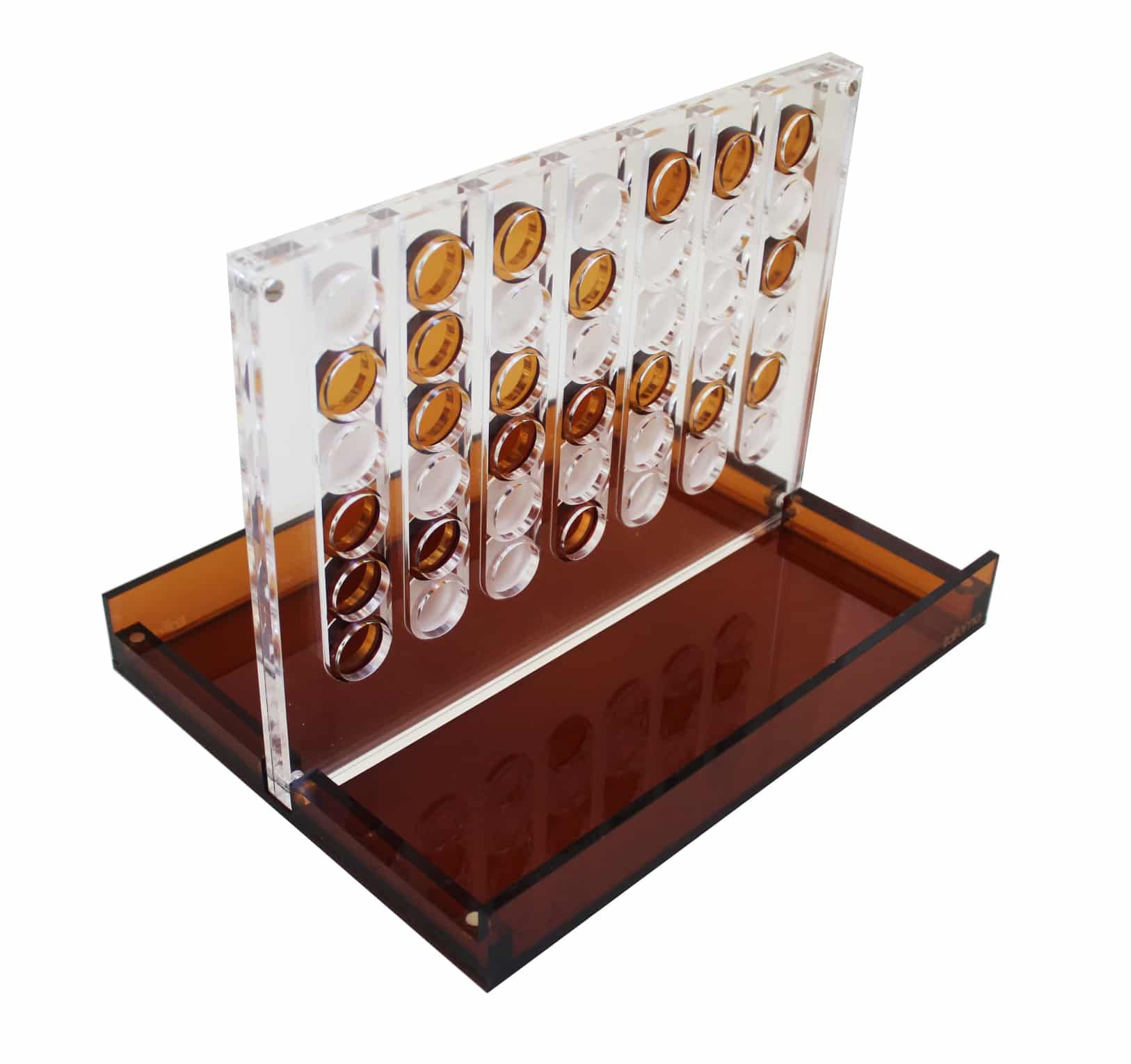 Originales Gesellschaftsspiel Vier Gewinnt aus orangefarbenem Plexiglas – Bild 3