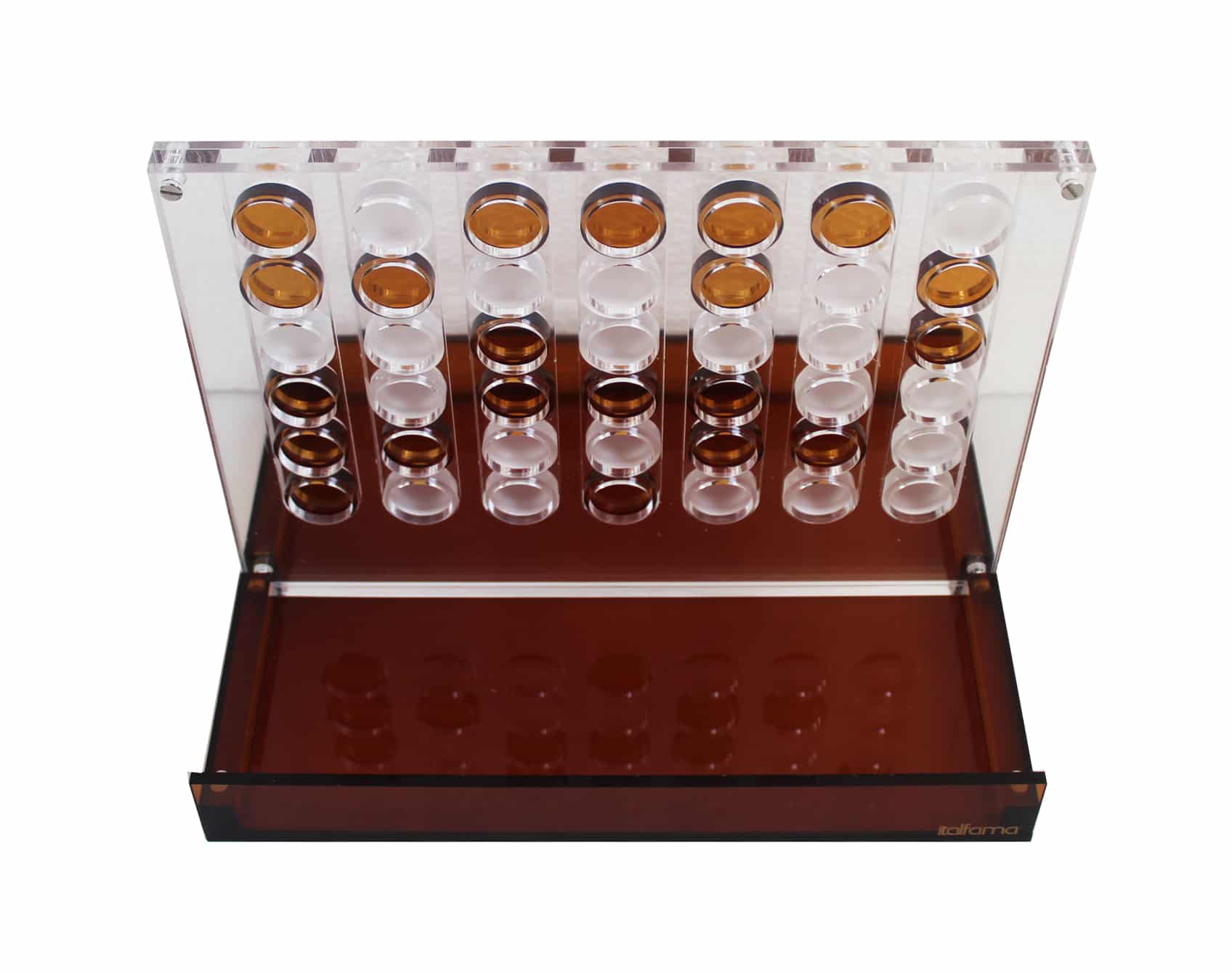 Originales Gesellschaftsspiel Vier Gewinnt aus orangefarbenem Plexiglas – Bild 5