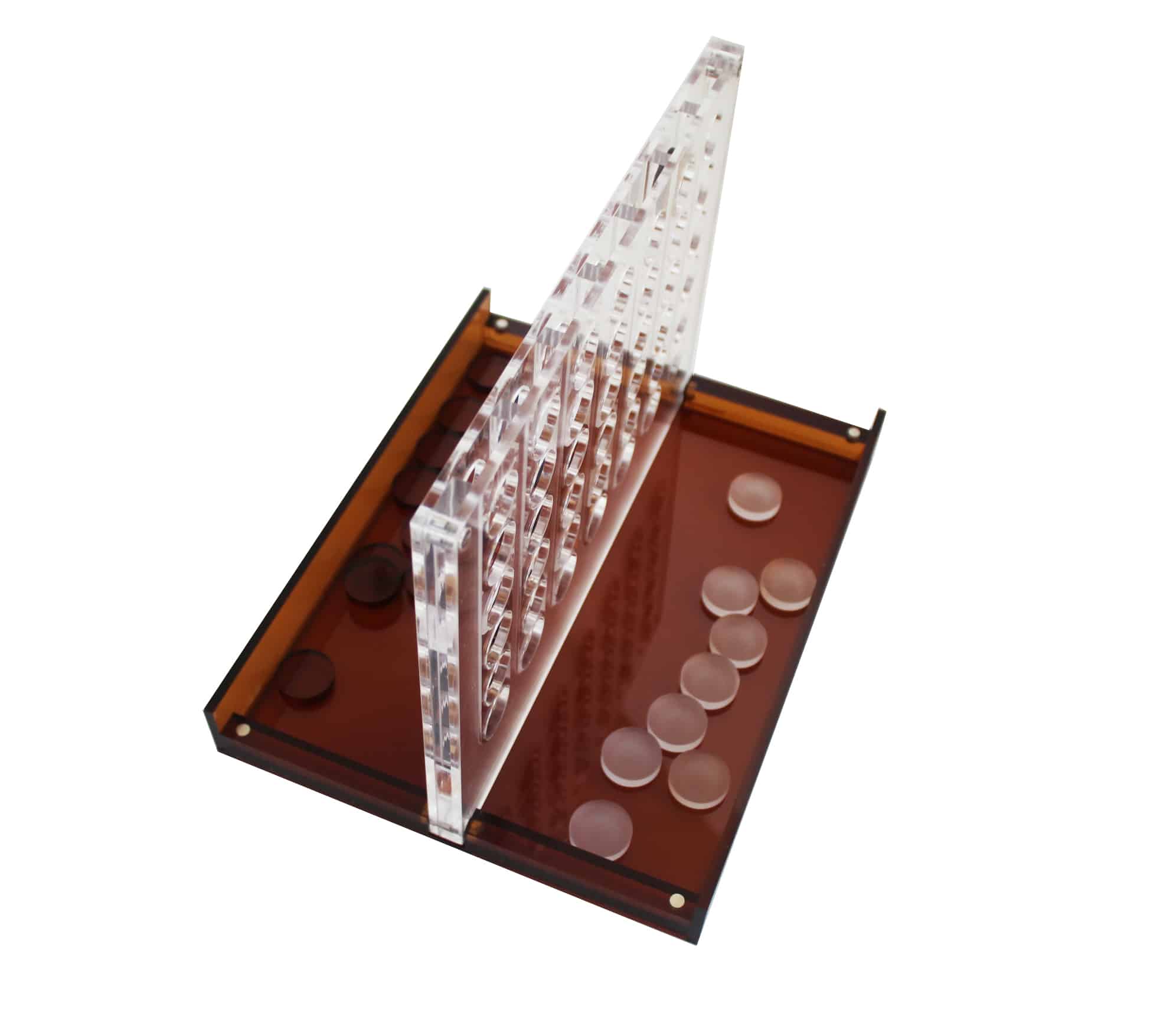 Originales Gesellschaftsspiel Vier Gewinnt aus orangefarbenem Plexiglas – Bild 4