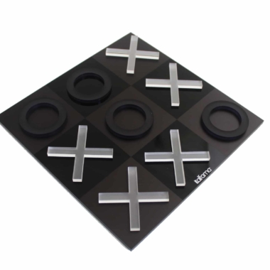 Schwarz-Weißes Morpion-Spiel aus Plexiglas mit Aufbewahrung