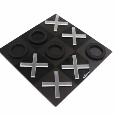 Schwarz-Weißes Morpion-Spiel aus Plexiglas mit Aufbewahrung