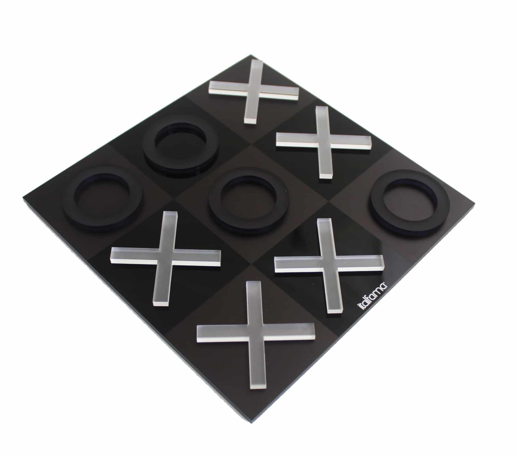 Schwarz-Weißes Morpion-Spiel aus Plexiglas mit Aufbewahrung