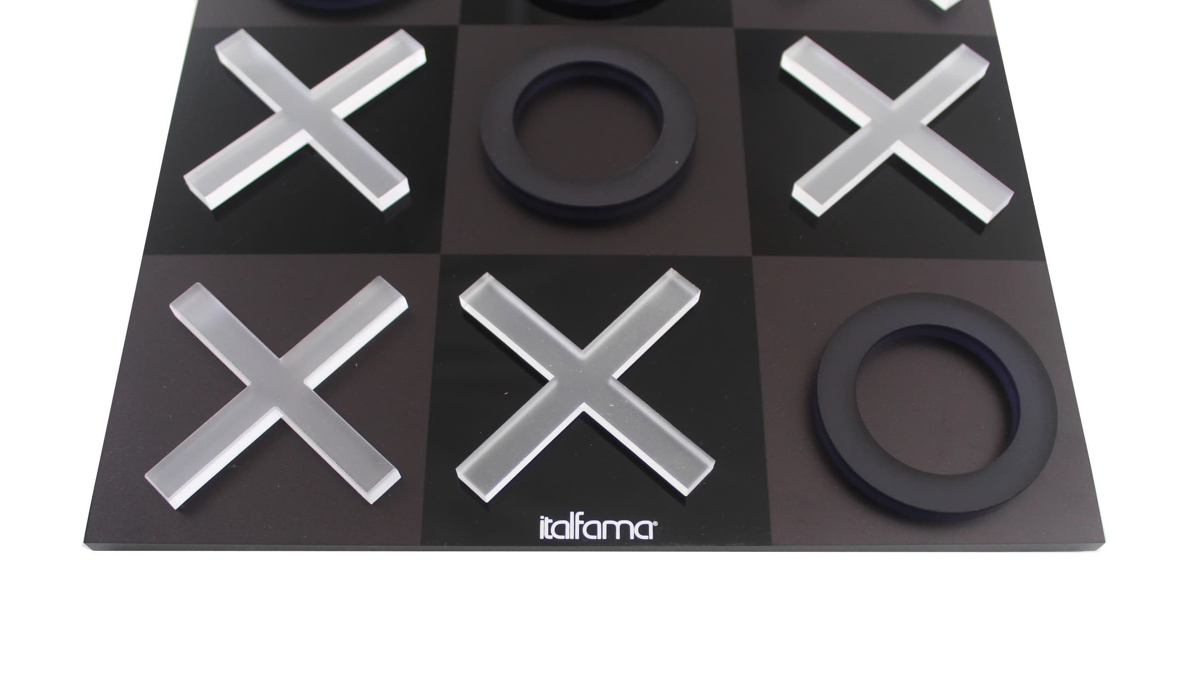 Schwarz-Weißes Morpion-Spiel aus Plexiglas mit Aufbewahrung – Bild 3