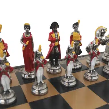 Alternative view of Napoleon Schachspiel handbemalt und Schachbrett aus Kunstleder mit Stauraum