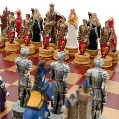 Alternative view of Schachspiel König-Arthur-Figuren mit Schachbrett aus Kunstleder mit Stauraum