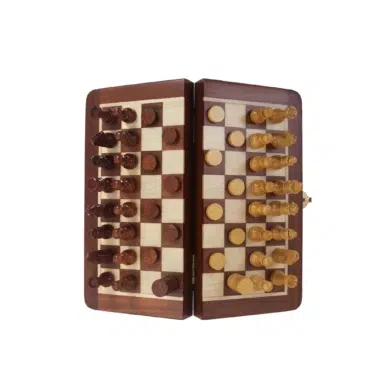 Schach- und Dame-Spiel aus Holz und Magnetisch - 4 Größen