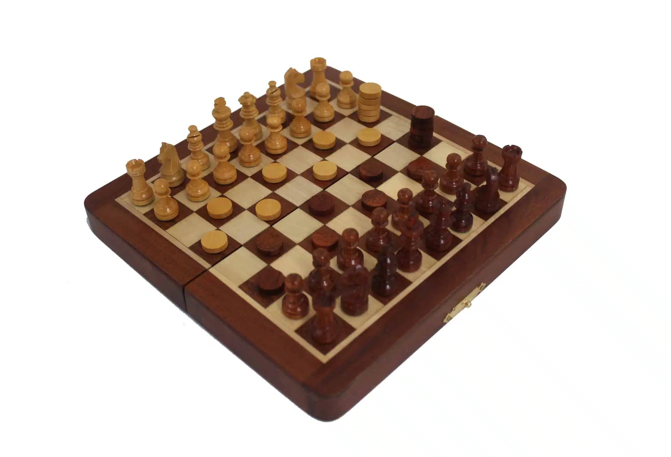 Schach- und Dame-Spiel aus Holz und Magnetisch - 4 Größen – Bild 2
