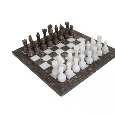 Schachspiel aus Grau- und Weißmarmor 30x30cm