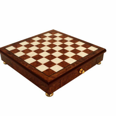 Alternative view of Schachbrett auf Holzfuß aus Ulme und Heidekraut mit Aufbewahrungsschublade